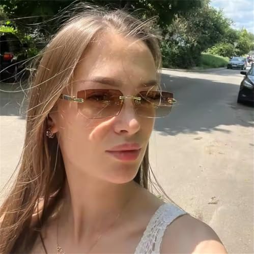 willochra Rimless Sunglasses Rectangle Fashion Popular Women Men Shades Small Square Sun Glasses For Female male Summer4