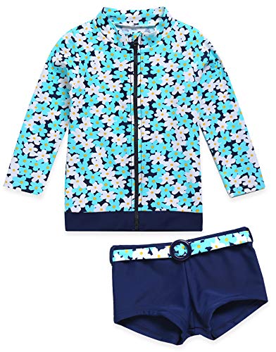 Image of VAENAIT BABY Girls Rash Guard Swimsuit UPF 50+ Long Sleeve Toddler Bathing Suit Ribbon Stawberry Floral Fruit for 2~8Years