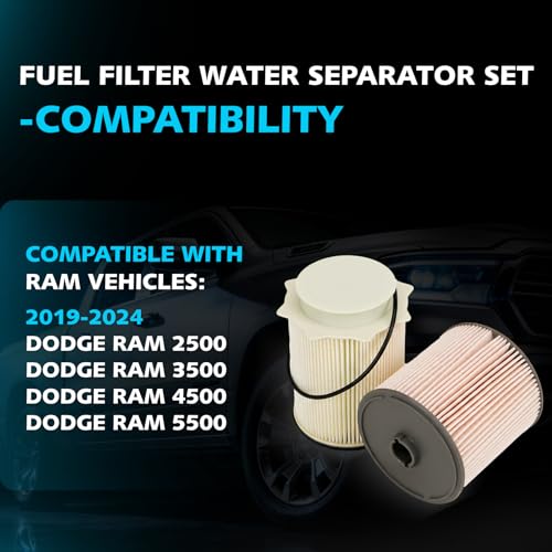 Image of 6.7 Cummins Fuel Filter Water Separator Kit Compatible with 2019-2024 Dodge Ram 2500 3500 4500 5500 6.7L Diesel Turbo Engines | Replaces 68436631AA, 68157291AA