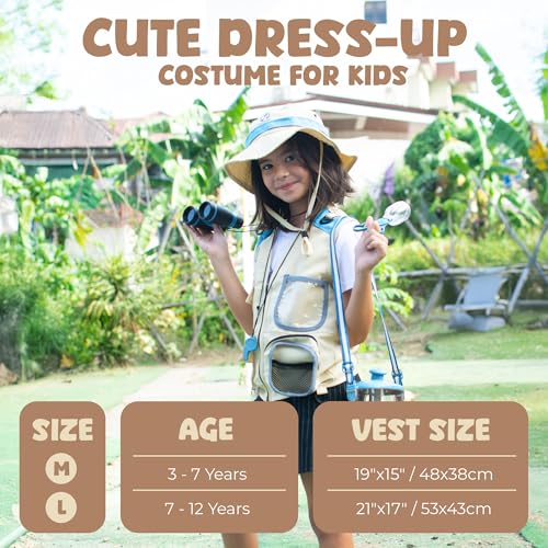 Image of Kids Explorer Kit with Safari Vest & Hat for 7-12 Year Old Boys & Girls | Cute Dress-Up Zookeeper Costume & Safari Costume for Boys & Girls - Included Adventure Guide & Scavenger Hunt