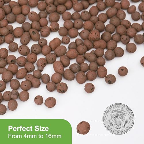 Image of Pulovin 2.5 lbs LECA Clay Pebbles for Plants, 4-16mm LECA Balls for Indoor Plants Drainage, Hydroponics, Aquaponics, Natural Clay Balls for Soil Root Development, Orchid Potting Mix