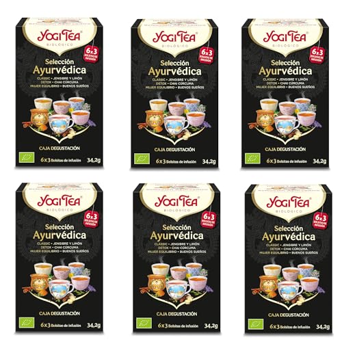 Yogi Tea, Selección Ayurvédica, 6 Tés 3 Bolsitas Paquete, 6 Paquetes 108 Total, Ideal Regalar