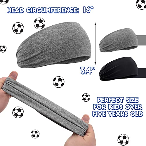 Image of Zhanmai 12 Pieces Boys Headbands 16 Inch Kids Sweatbands, Soft Athletic Sports Head Sweatband Headbands Wicking Elastic Hairband for Girls and Boys