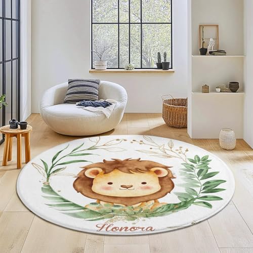 Tapete redondo personalizado con diseño de león Safari para bebés miniatura 3