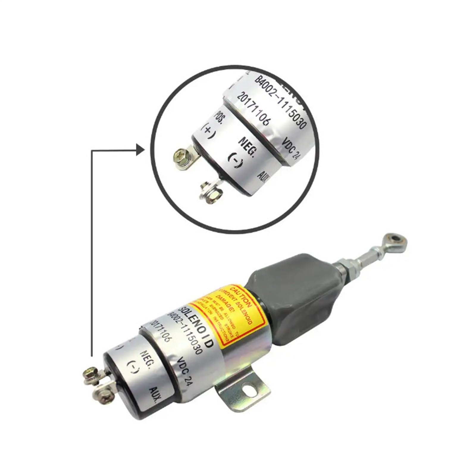 Solenoide de corte de combustible Solenoide de control del acelerador B4002-1115030, válvula solenoide compatible con Yucai de 24 V y 12 V, compatible con excavadoras PC60-7, PC120-7 y PC200-7.(24V)