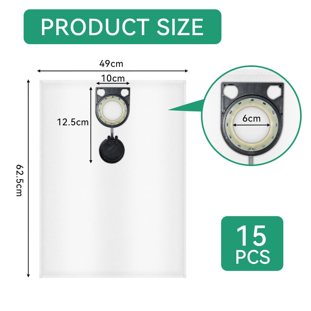 Lot De 15 Sacs D'aspirateur Pour Bosch Gas 25, 50 Vpe Sfc Compatible Avec Bosch Gas 25 L Sfc Professional En Non Tissé Sacs Filtrants Multicouche Haute Résistance À La Déchirure