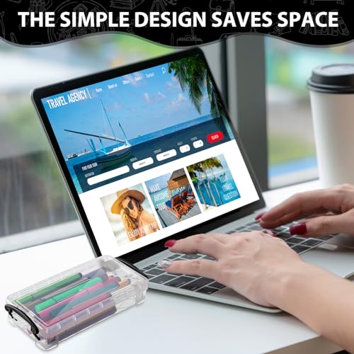 Image of Gueevin 24 Pcs Large Capacity Plastic Pencil Box Clear Plastic Pencil Case Crayon Box with Snap Tight Lid Watercolor Pen Storage Brush Organizer Drawing Tools Container (Black)