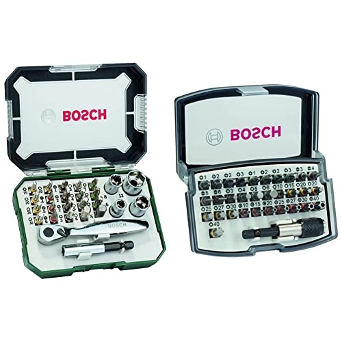 Jeu de 26 embouts de tournevis et cliquets Bosch (qualité extra dure ) & 32 pièces Coffrets d'embouts de vissage Extra Hard (PH, PZ, T, TH, S, HEX-Bit, Accessoires Perforateurs et Visseuses)