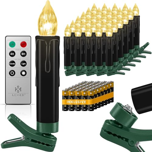 LED Christbaumkerzen ohne Kabel 27 KESSER® Weihnachtsbaumkerzen 30 LED Inkl. Batterien Kabellos –...