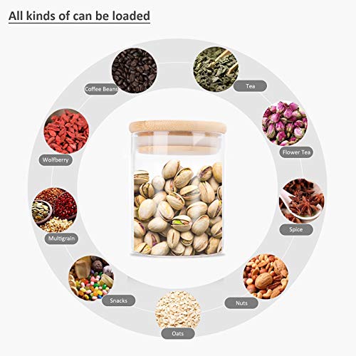 Image of Glass Storage Jar with Airtight Bamboo Lid & Labels Set, 10 PCS Minimalist Kitchen Containers, Stackable Pantry Canister for Food, Spice, Flour, Sugar, Rice, Coffee ETC
