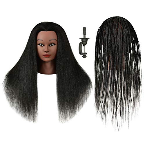 FUTAI African American Mannequin Head 30 inches Long 100% Real Human Hair Manikin Doll Style Head for Practice Braiding Styling Cosmetology Training with Stand