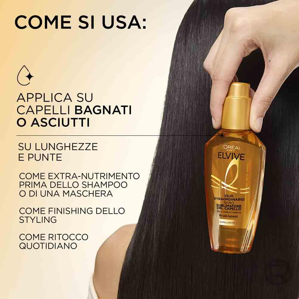 L'Oréal Elvive Trattamento, Per Capelli Normali o Secchi, Protegge da Aggressioni e Nutre la Fibra, Per Capelli Morbidi e Leggeri, Con Oli Preziosi di Marula e Camelia, Olio Straordinario, 100 ml