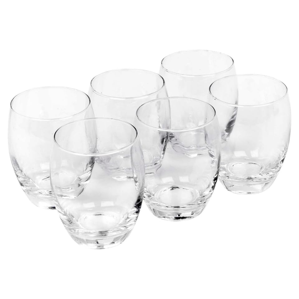 Queensway Home & Dining Clear Glass Tumblers Set – 350ml Drinking Cups for Water, Juice, and Beverages – Durable Home and Bar Glassware, Perfect Kitchen Gift (Set of 6)