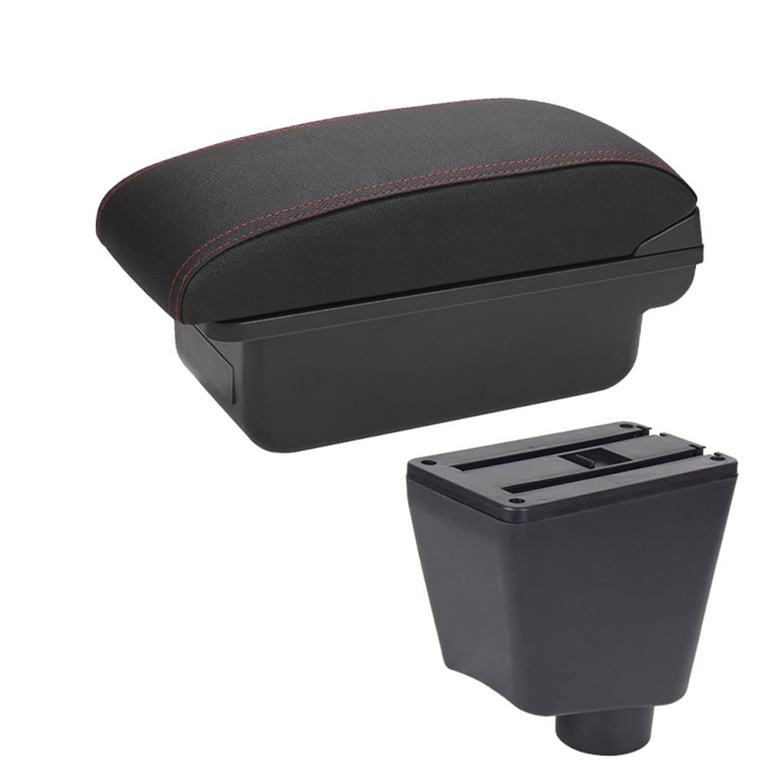 For Renault For Clio 3 4 Car Armrest Box Car Storage Box Cup Holder Ashtray USB(C1 Black red NO USB)