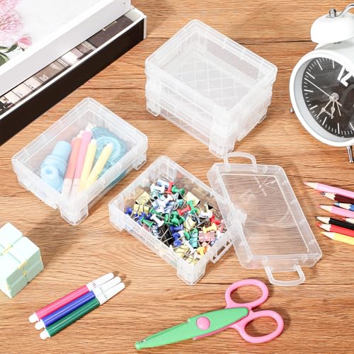 Image of Suzile 50 Pcs Plastic Crayon Box with Lid 4.8 x 3.4 x 1.6 In Crayon Storage Containers Bulk for Office School Classroom Supplies Pen Pencil Art Crafts(Clear)