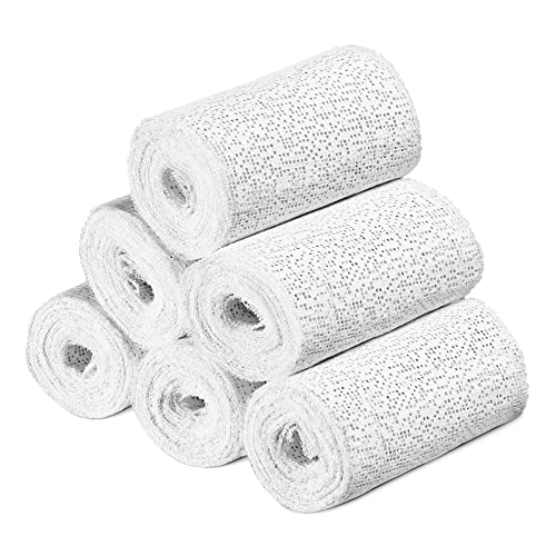 Navaris Rotoli bende gessate calco pancione - 6x rotolo garze gesso 10cmx300cm asciugatura rapida uso su pelle viso...