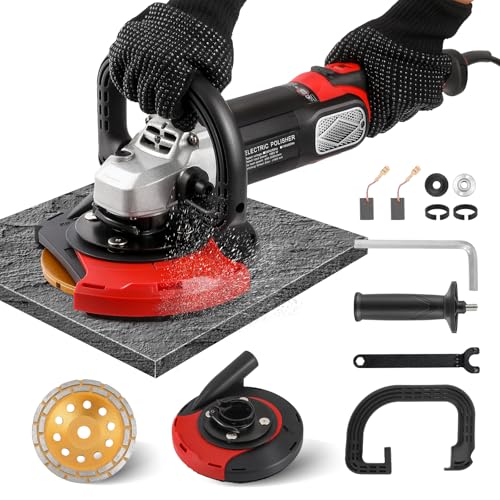 Antstone 7 Inch Concrete Grinder Set Concrete Surface Planer with Dust Extraction Shroud 1580W 3000RPM Angle Grinder Kit with Auxiliary Handles, Protective Guard, Diamond Grinding Wheel