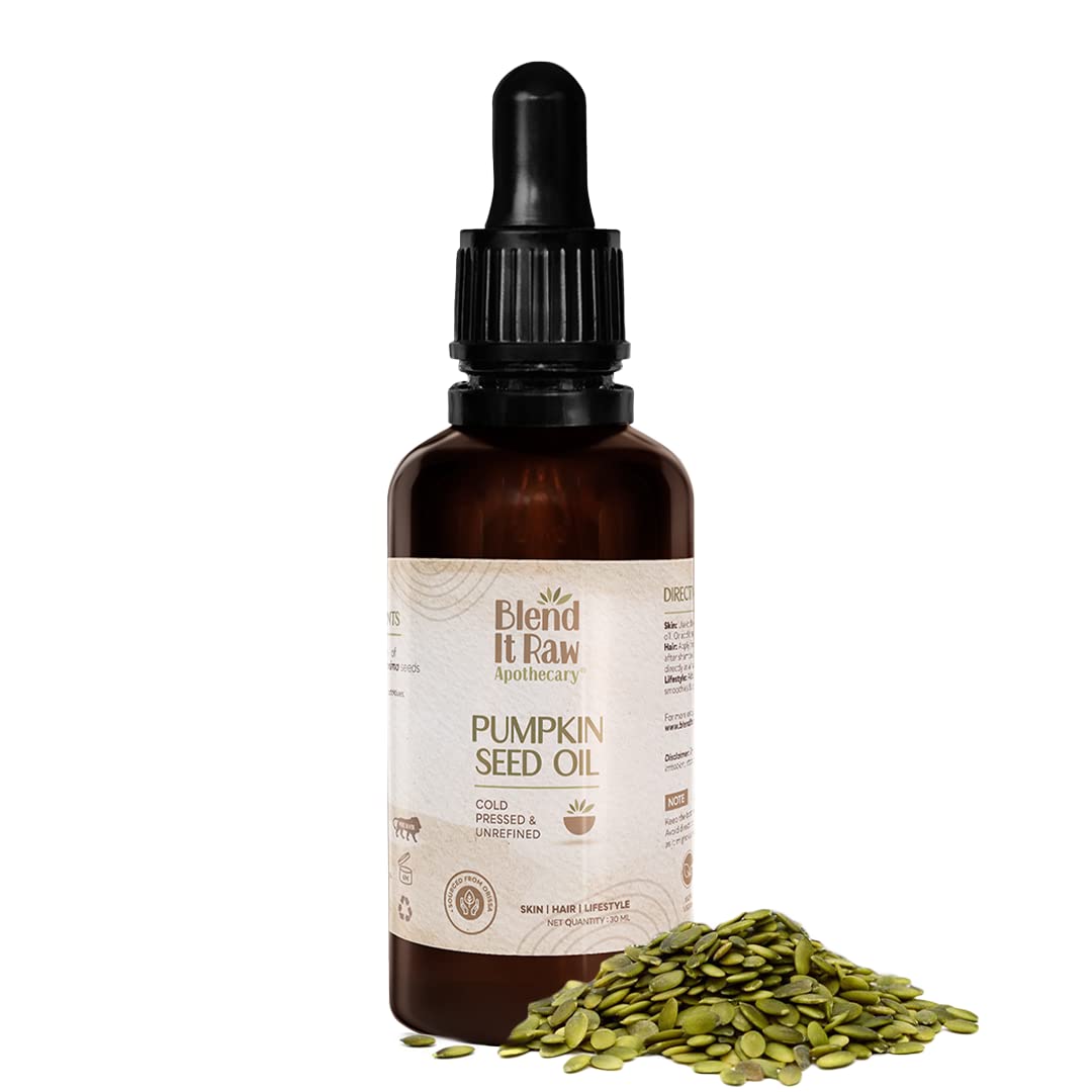 Blend It Raw ApothecaryPumpkin Seed Oil, 30ml Cold Pressed Carrier Oil Pure & Undiluted for Hair Care, Nails & Skin