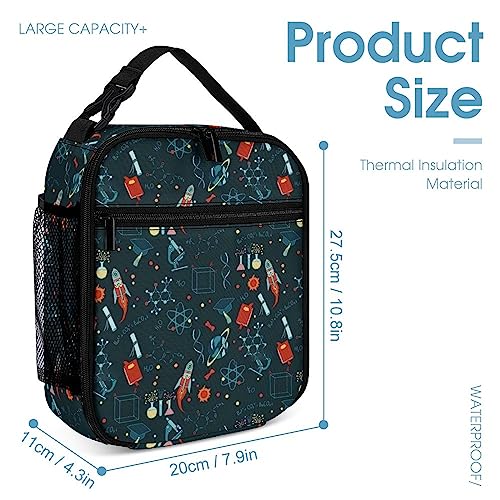 Science Pattern 3 Piece Backpack Sets With Lunch Bag Pencil Case Combination Hiking Travel Work4