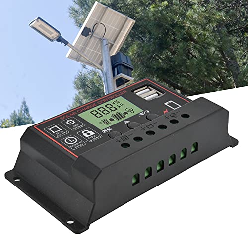 PWM Solarladeregler, 12V/24V 10A/20A/30A Dual USB Port Intelligenter Solarpanel-Laderegler Regler(20A)