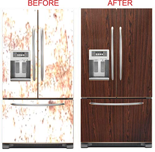 Image of Elton Cherry Brown Teak Wood Grain Textured Self Adhesive Almirah Skin - 48x72 Inch