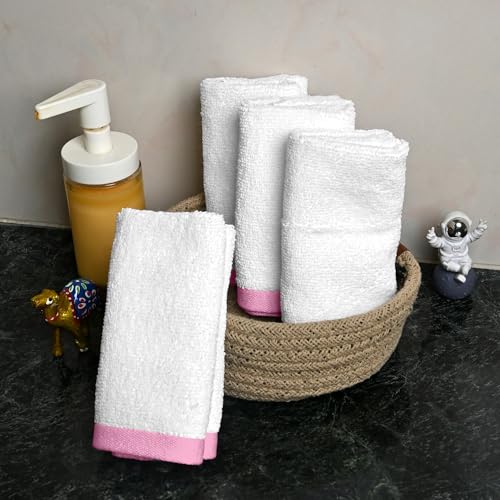 Image of Divine Casa 500 GSM Cotton Face Towel Set of 4 | 30 x 30 CM White Ultra Soft Luxury Cotton Face Towels | Quick Dry Washcloth Set