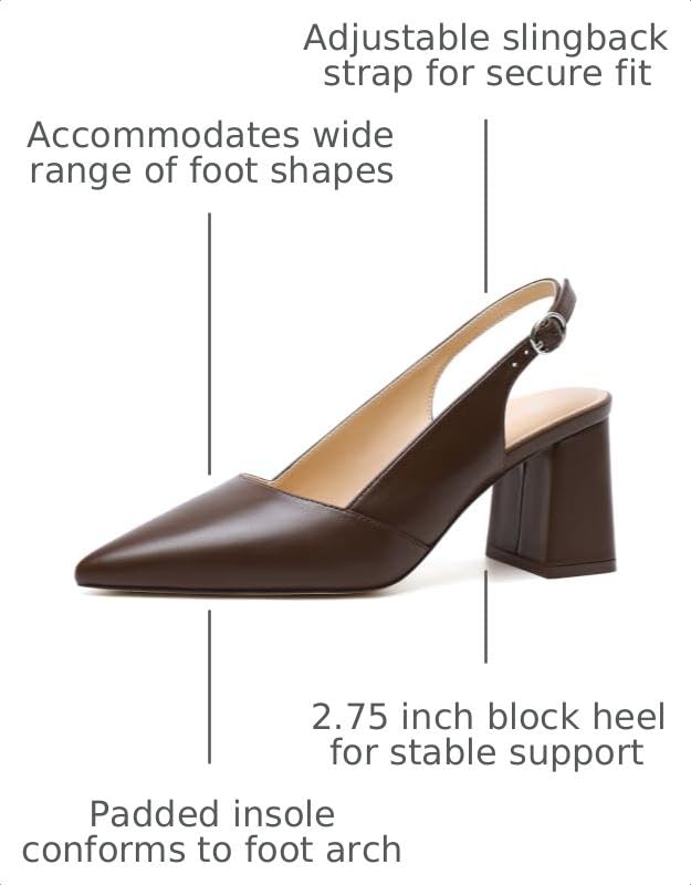 Image of Mostrin Kitten Heels for Women Slingback Pointed Closed Toe Heels Women's Pumps Shoes for Wedding, Party, Commuting