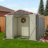 Jaxenor Gartenhaus Metall, 240×192×191cm, Garten Geräteschuppen Metall mit Klapptür, Gartenschrank Wasserdicht für Outdoor Terrasse, Gerätehaus, Anthracite