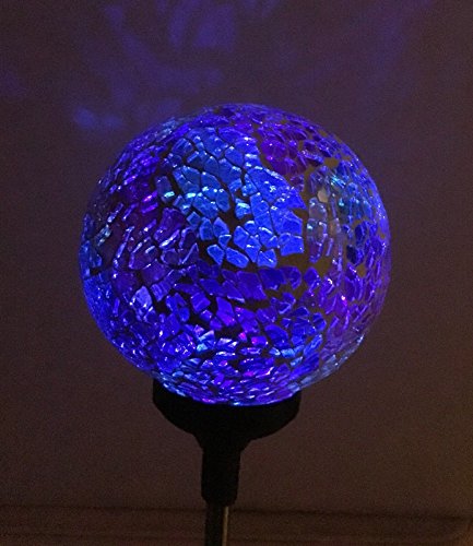 Colorful Ball Solar Lights (#Whitem003R), Solar Power Multi-Color Color Changing Led Mosaic Crackle Glass Ball Decorative Garden Yard Light Stake Lamp #TOP7