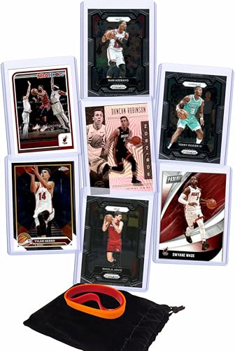 Miami Heat Cards: Jimmy Butler, Bam Adebayo, Terry Rozier, Tyler Herro, Duncan Robinson, Dwyane Wade, Nikola Jovic ASSORTED Basketball Stars and GOATs Trading Card and Wristbands Gift Pack