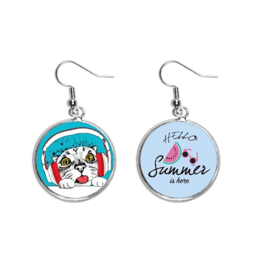 Pendientes de sandía con diseño de gato blanco que protegen el lóbulo con comodidad total 5