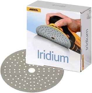Mirka Iridium Premium Sandpaper Ø 6-Inch Hook & Loop, Grit 320, 50 pcs/for Sanding of Paint, Putty, Primer, Wood, Steel, Mineral Materials, Plastic.