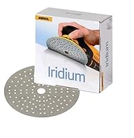 Vista 1 de Mirka Papel de lija Iridium Premium Ø 6 pulgadas Hook & Loop, grano 320, 50 piezas/para lijado de pintura, masilla, imprimación, madera, acero