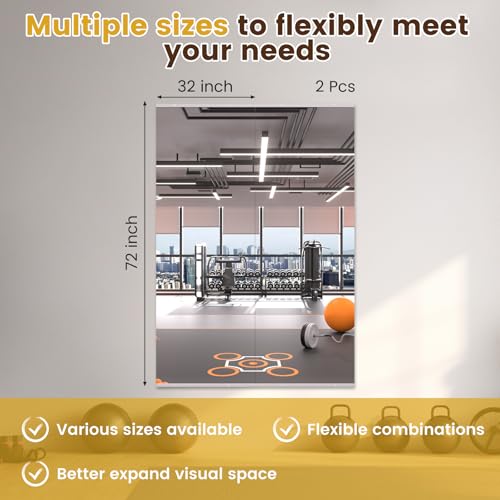 Image of LOAAO Home Gym Mirror 71.26 inchx31.89 inch, 2 PCS