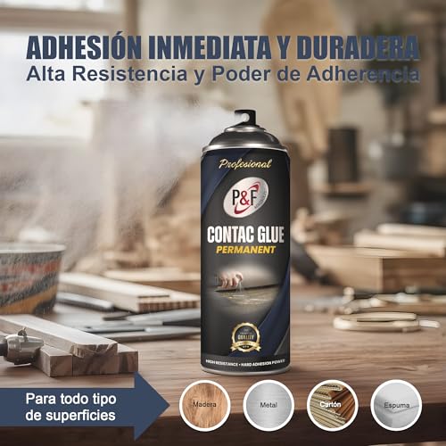 AEROSOLES P&F Extra starker Sprühkleber, transparent, Kontaktkleber mit hoher Widerstandsfähigkeit, permanenter Textilkleber, Klebt mehrere Materialien, 500 ml (500 ml)