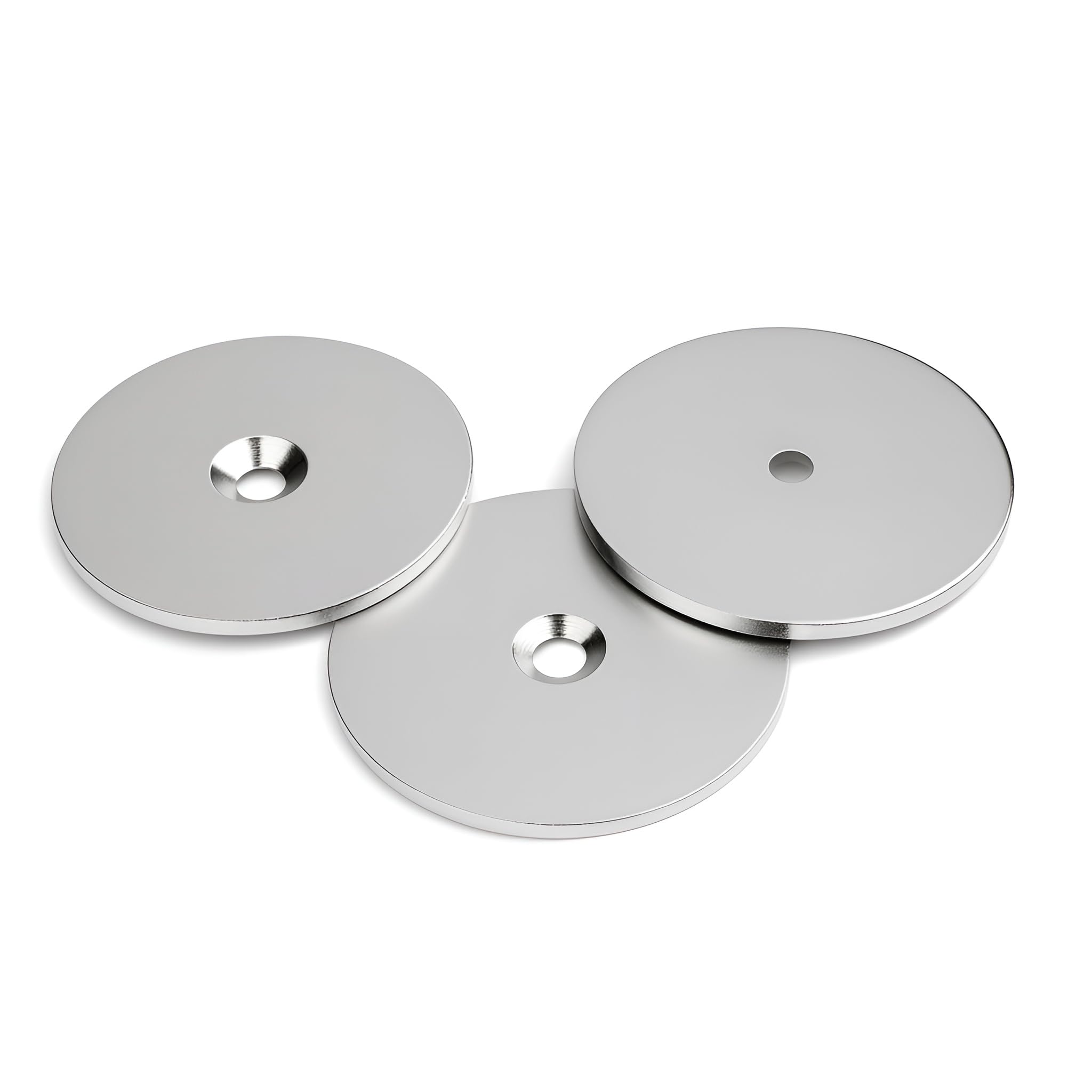 Disco metálico Ø 40 mm x 3 mm con taladro avellanado - Contrapieza para imanes, 10 piezas