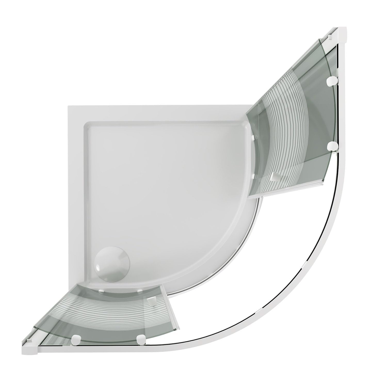 Box Doccia Bianco Semicircolare 80x80 CM H185 Vetro Serigrafato mod. Blanc