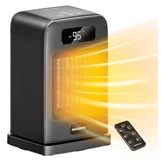 MORENTO Space Heaters for Indoor Use, 1500W Electric Heater, Desk Heater with Heating and Fan Modes in Office with Thermostat, Small Space Heaters for Bedroom and Indoor Use (Black)
