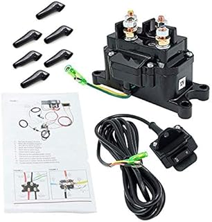 12V Winch Solenoid Relay Contactor & Winch Rocker Thumb Switch Combo with Handlebar Control Kit Compatible with ATV UTV 1500lb-5000lb Polaris 800 1000