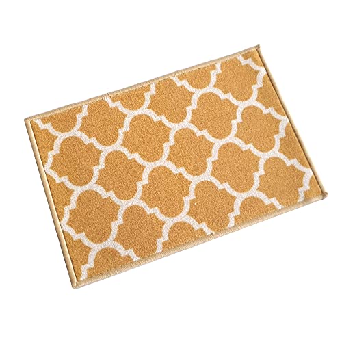 Image of Matz&More Anti Slip Multipurpose Floor Mat, 40x60cm, for Door, Entrance, Bathroom, Bedroom, Kitchen, Office, Trellis Yellow Beige