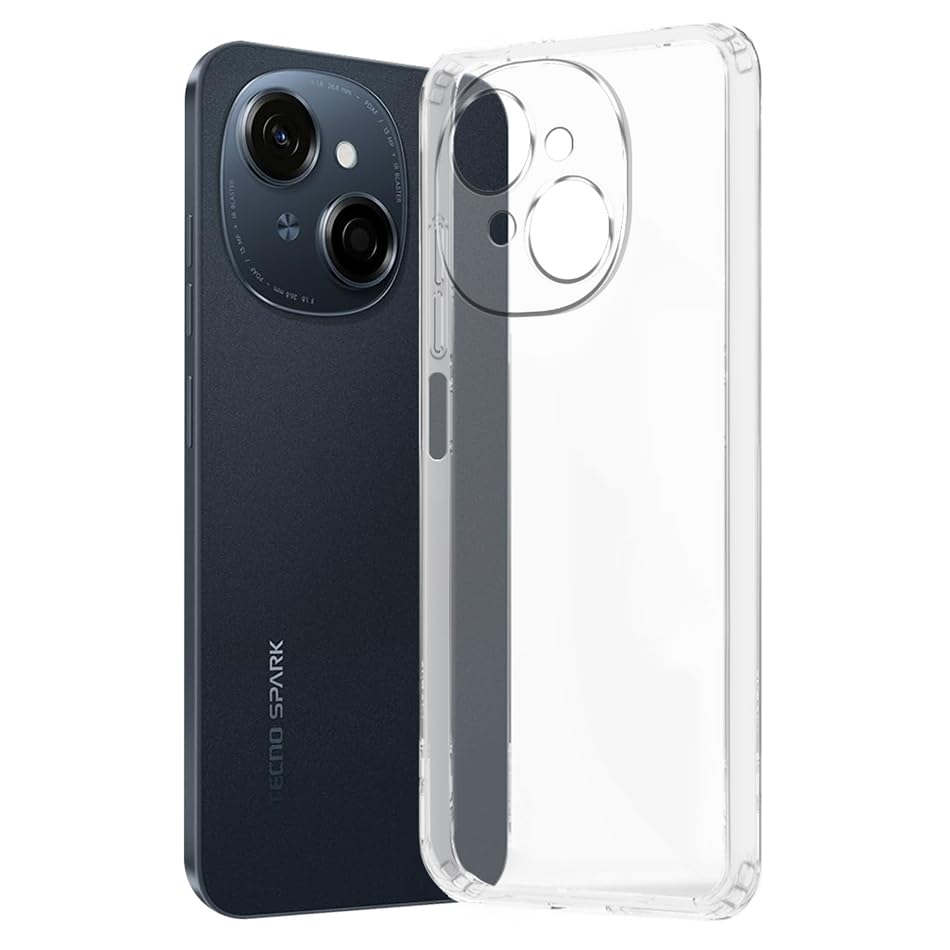 Image of Fashionury Crystal Clear Case for Tecno Spark GO 1 | Yellowing Resistance | Transparent TPU Silicone | Raised Camera Lips | Slim Transparent Cover