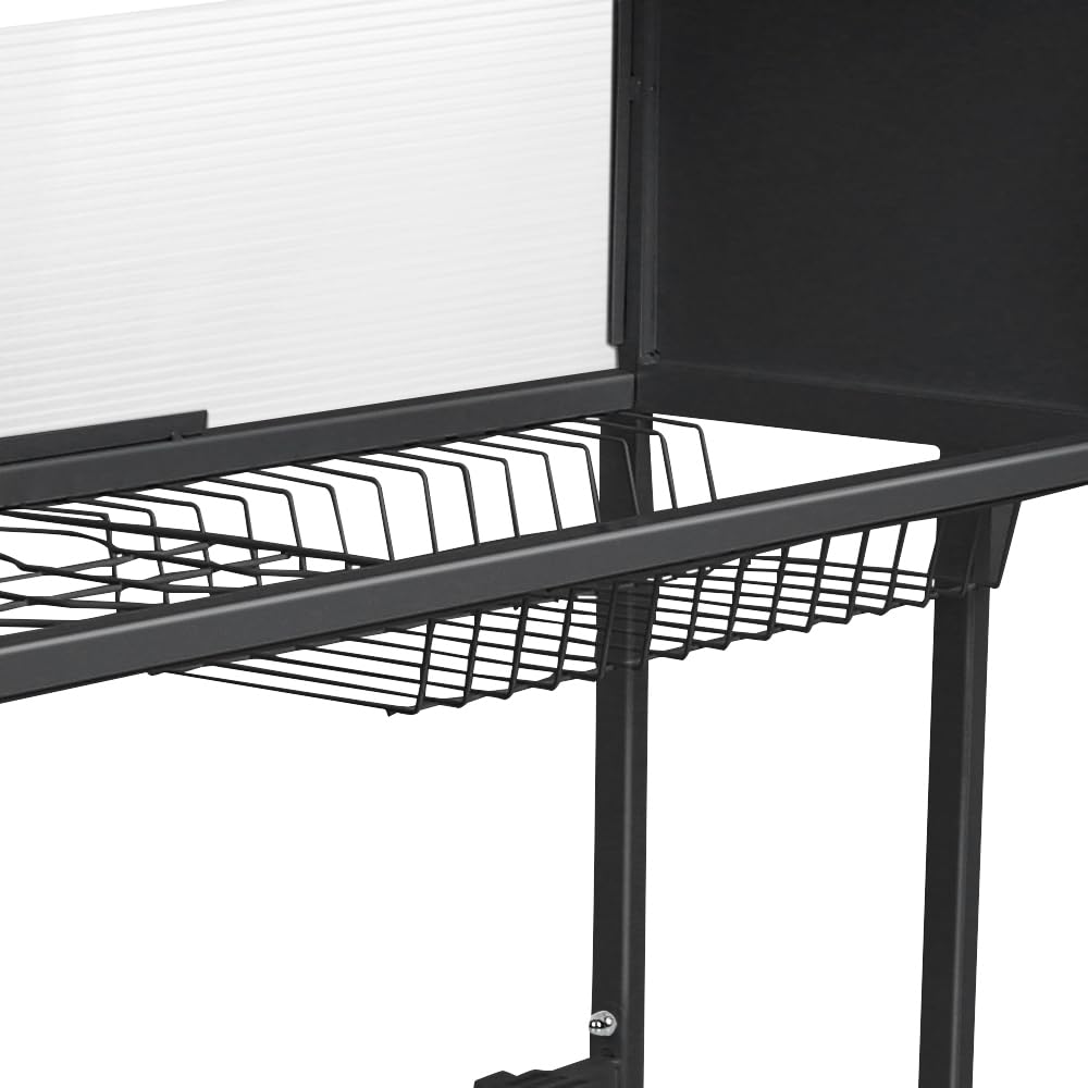 3 niveles escurridor de platos encima del fregadero, escurridor de vajilla con 6 ganchos, organizador encimera de cocina, secador de platos de secado rápido (negro 75 x 28 x 77 cm)