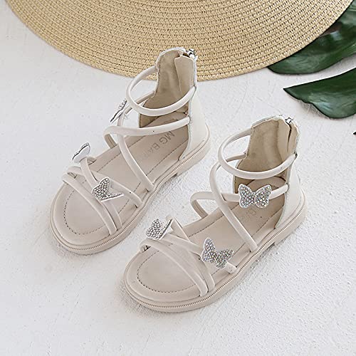 Toddler Sandals Girl Soft-Soled Beach Girls Princess Sandals Non-Slip Shoes Crystal Kids Girl's Shoes (Beige, 12 Little Kid)3