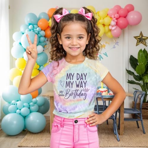 Birthday Girl Shirt Cute Girl Birthday T-Shirt Toddler Girls Graphic Baby Short Sleeve Tee Tops 5-12 Year3