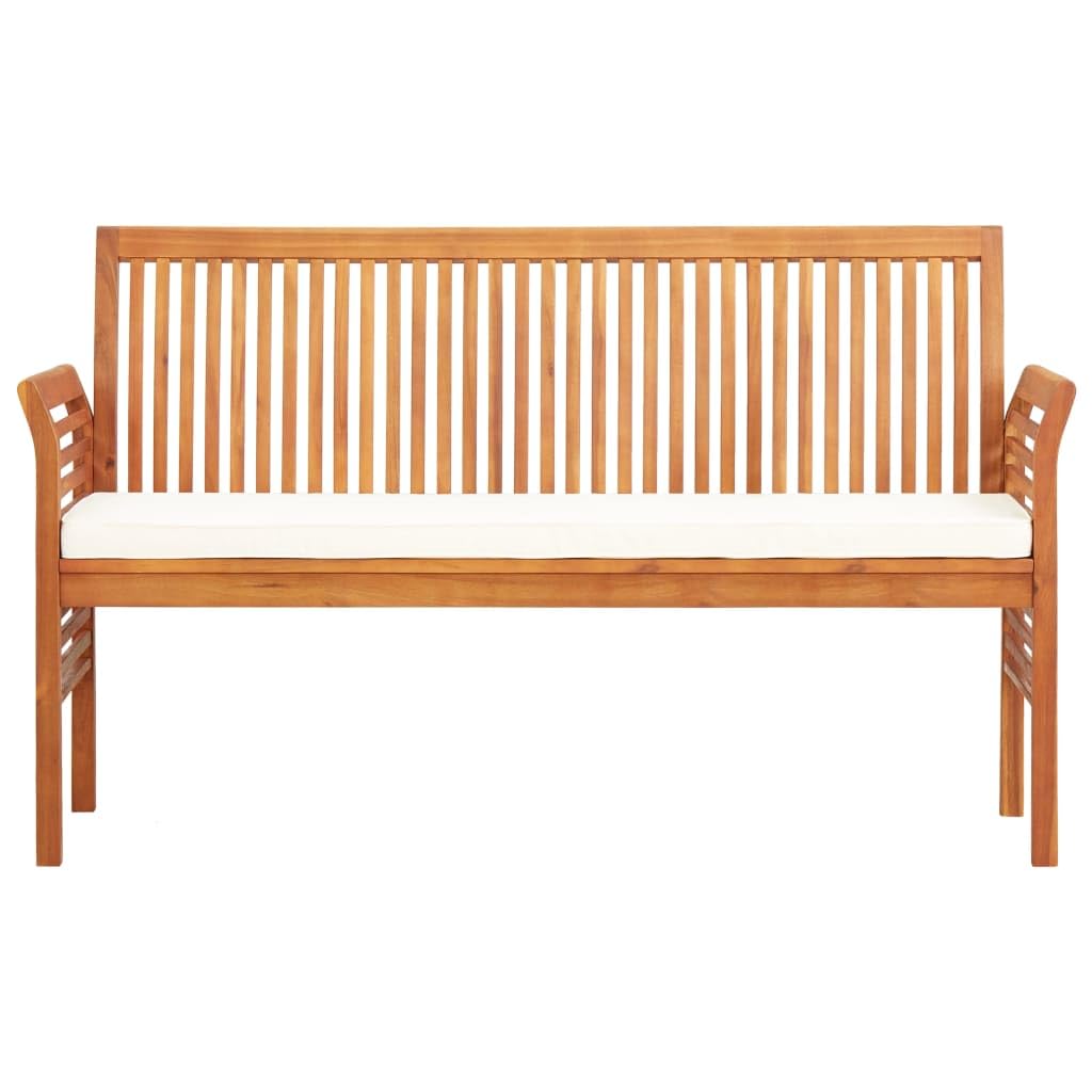 vidaXL Banco de jardín 3 plazas con cojín Madera Maciza Acacia 150 cm