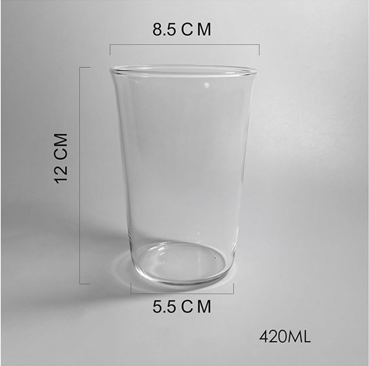 4-częściowy zestaw szklanych kubków wielokrotnego użytku, 420 ml, przezroczyste naczynia do picia do domu, podróży i spotkań przy basenie, nadają się do mycia w zmywarce, ekologiczne szklanki do