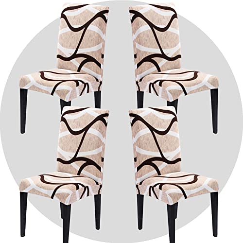 NDMMSO Dining Room Chair Covers Set of 4 Super Fit Stretch Removable Washable Dining Chair Protector Cover Seat Slipcover for Hotel Dining Room