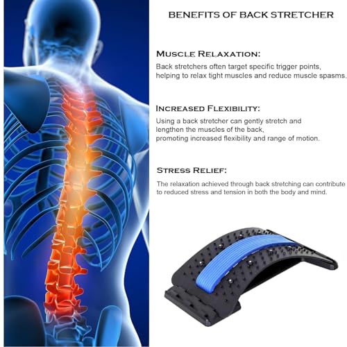 Image of Back Stretcher with Magnetic Acupressure Points for Spinal Pain Relief | Multi-Level Lumbar Region Back Support | Spike Back Stretcher for Men & Women | Adjustable Back Pain Relief Device for Comfort and Posture Improvement (One Size)