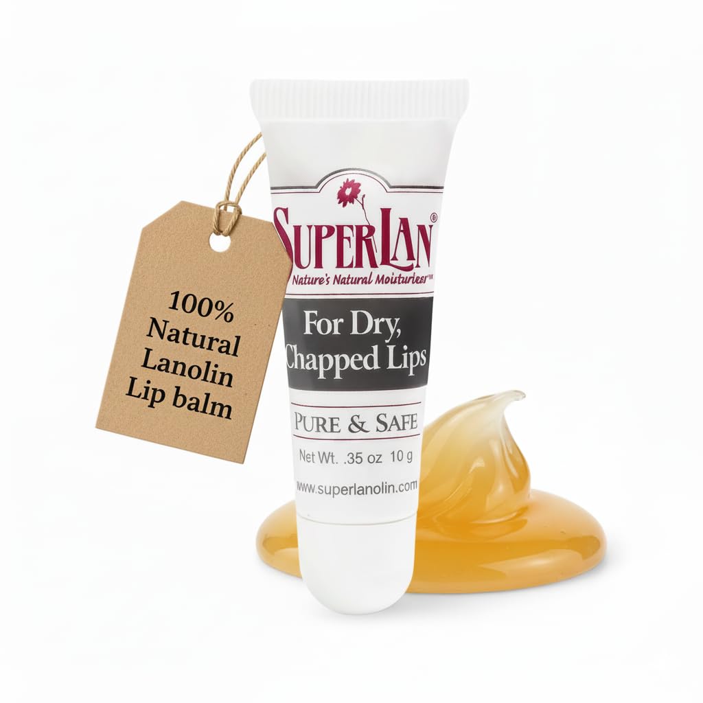 Organic Lanolin Lip Balm - Lip Repair for Hot/Dry Weather - Natural Lanolin Nipple Cream - Lip Moisturizer for cracked lips - Hydrating lip care - Ultra pure jojoba oil - Kosher chap stick (0.35 Oz)