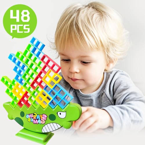 48 Pcs Tetra Tower Fun Balance Stacking Building Blocks Board , Attack Game Games for 2 Players,Gifts for Kids, Adults, Friends, Teams, classrooms, Family Game Nights and Parties (B) - Image 3